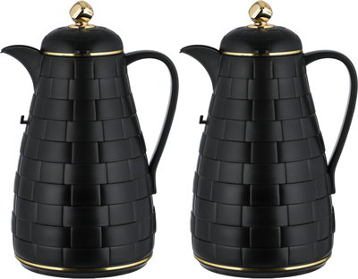 طقم ترامس لالوزا، 1 / 1 لتر، 2 قطعة، حافظة داخلية زجاج، غطاء ضغاط - اسود ذهبي product image 2