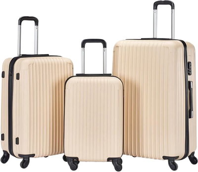 طقم شنط سفر ABS ليمرا، 3 مقاسات، 4 عجلات، WM-214-3PCS - بيج product image 1