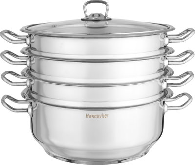 Turkish Manti Stainless Steel Cookware Set, 28cm, 5 Pieces, Pot, Three Strainers - Silver product image 2