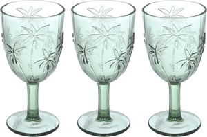 Al Saif Gallery glass juice cups set, 17 x 8.6 x 8.6 cm, with base, 3 pieces - light green product image