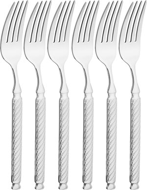 Al Saif Gallery steel fork set, 6 pieces, engraved - silver product image