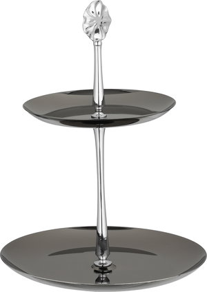 شيالة تقديم ستانلس استيل السيف غاليري، 20 / 14.5 سم، دائري، 2 دور، مسكة يد - أسود لامع product image 2