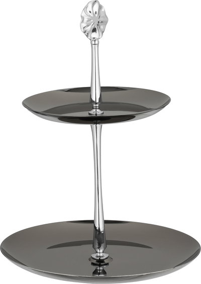 شيالة تقديم ستانلس استيل السيف غاليري، 20 / 14.5 سم، دائري، 2 دور، مسكة يد - أسود لامع product image 2