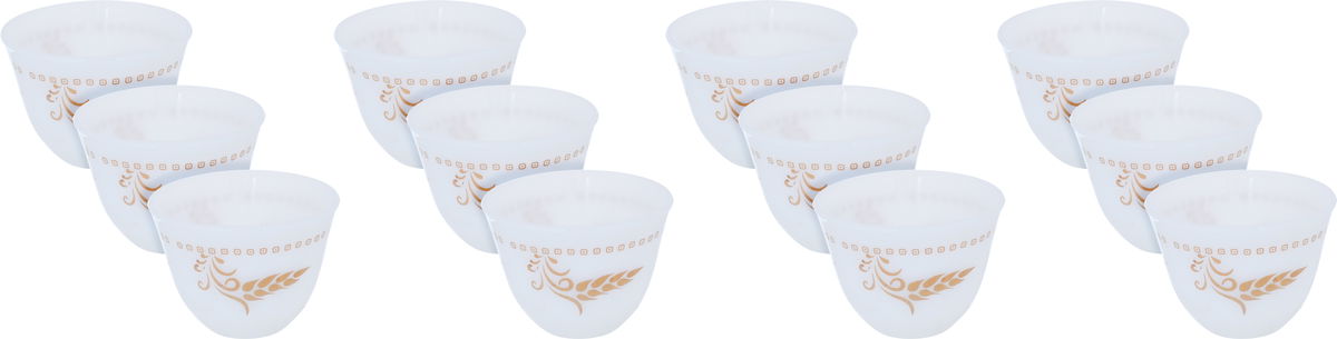 طقم فناجين قهوة عربي أركوبال السيف غاليري، كوري، بنقش سنبلة، 12 قطعة - أبيض product image 1
