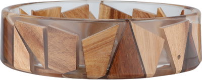 Al Saif Gallery Acrylic serving dish, 23x23x5 cm, round - light wood product image 2