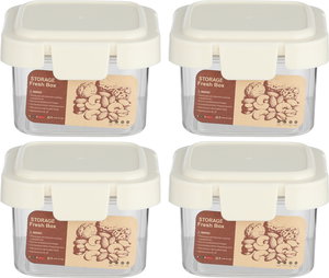 Al Saif Gallery Plastic Container Set, 4 Pieces, Lid, 6X6X4.5Cm - Clear Cream product image