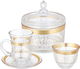 Max Glass Tea and Coffee Serving Set, 26 Pieces, Gold Embossed - Transparent product image 1