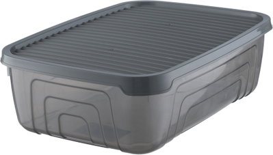 طقم حافظات تخزين طعام بلاستيك هيرفين، 5 قطع، مستطيل - رمادي غامق product image 4