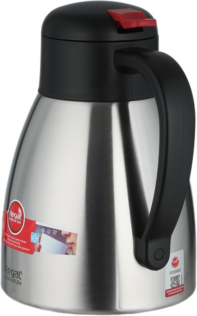 Regal Thermos, 1.2 Liter, Stainless Steel Inner Container, Stainless Steel/Plastic Outer Body, Push Button - Black/Silver product image 3