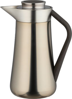 ترمس الهدا ستانلس استيل السيف غاليري، 0.7 لتر، يد خشب، خدمة ذاتية، ضغاط - فضي لامع product image