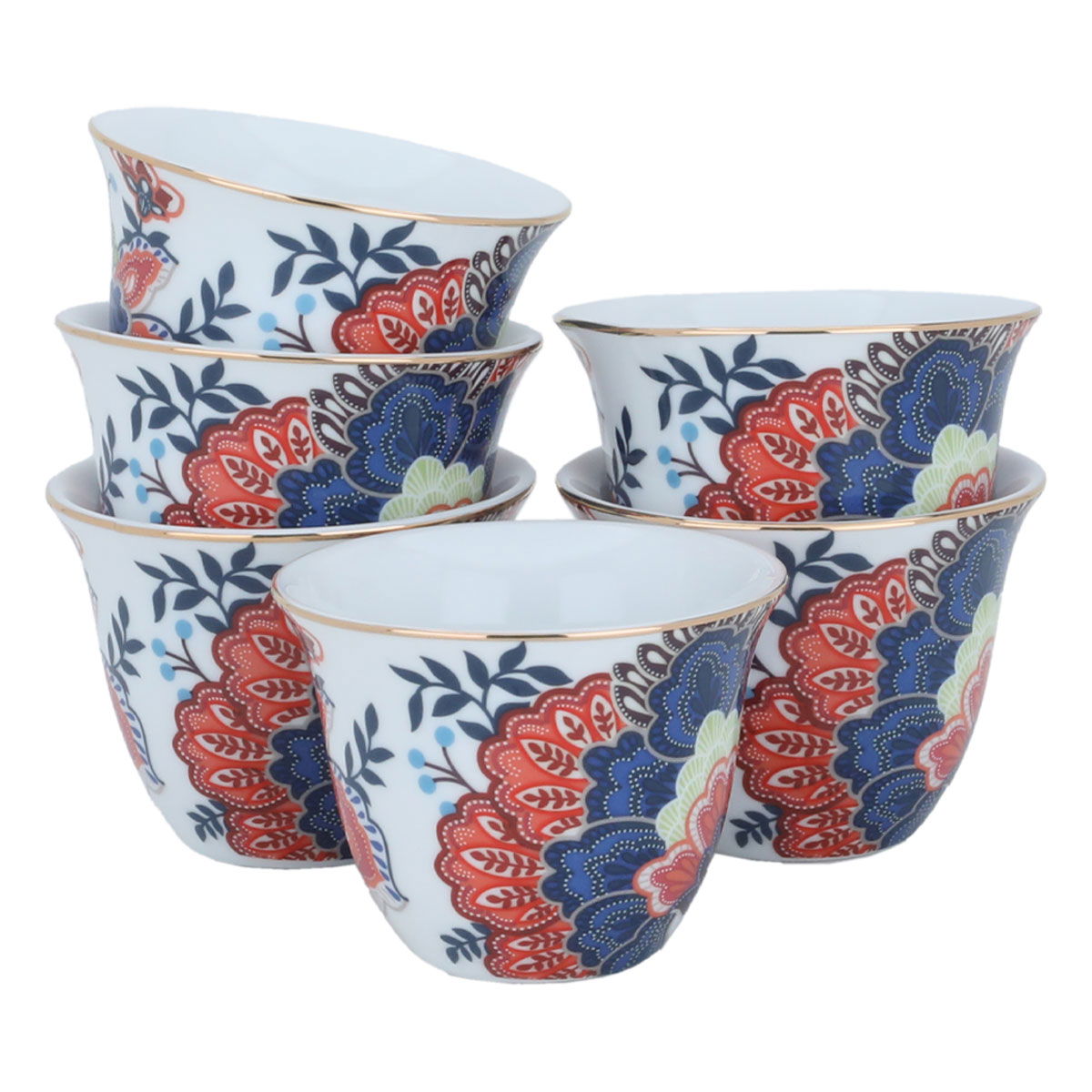 Porcelain coffee cup set, 12 pieces - colorful product image