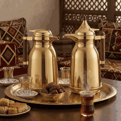 طقم ترامس شهد السيف غاليري، 1/1 لتر، يد خشب، حافظة داخلية زجاج حراري، هيكل خارجي استيل - ذهبي product image 2