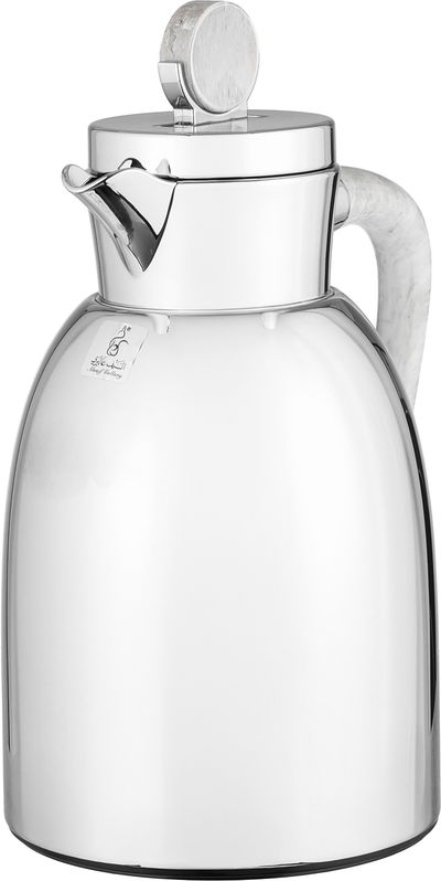 ترمس غزل السيف غاليري، 1 لتر، حافظة داخلية زجاج، ضغاط، يد رخامي - فضي لامع product image 3