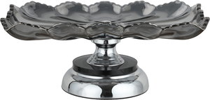 ستاتد تقديم ستانلس ستيل زجاج السيف غاليري، دائري، قاعدة فضي، 30x17x12 سم - فضي اسود product image