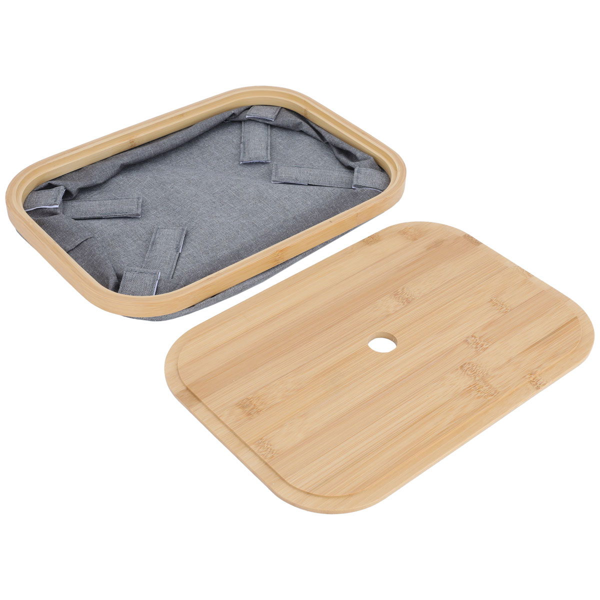 Al Saif Gallery Fabric Storage Basket, Wood Cover - Gray product image 3