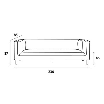 Modern Swedish wood sofa, 230x85x45 cm, Chanel fabric - off-white product image 3