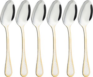 Al Saif Gallery steel spoon set, 6 pieces - gold silver product image