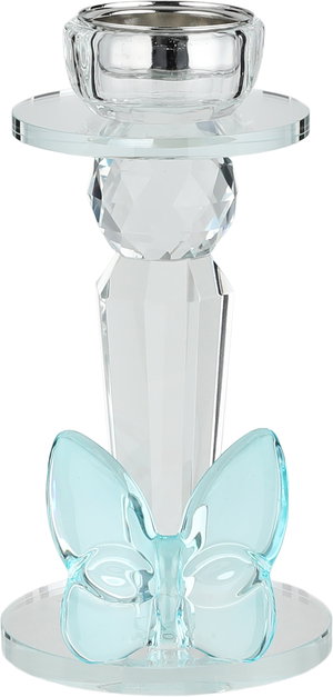 مبخرة زجاج السيف غاليري، قاعدة مزينة فراشة ازرق، 11x9x25 سم - شفاف product image 2
