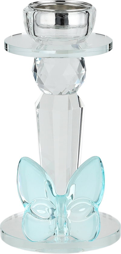 مبخرة زجاج السيف غاليري، قاعدة مزينة فراشة ازرق، 11x9x25 سم - شفاف product image 2