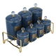 Al Saif Gallery porcelain spice boxes set, with golden stand, 7 pieces - blue product image 2