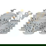 طقم علب بهارات بورسلان السيف غاليري، مخرم - أبيض وذهبي product image 1