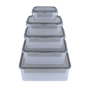 Al Saif Gallery Plastic Boxes Set, Rectangular, 5 Pieces - Transparent Black product image 2