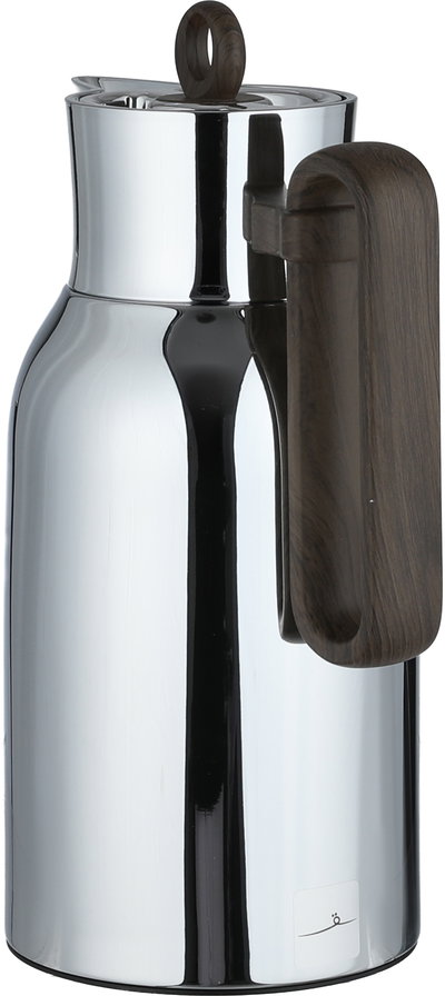 Al Saif Gallery Al Durra Thermos Set, 1/1 Liter, 2 Pieces, Glass Inner Container, Push Button, Wooden Handle - Silver product image 3
