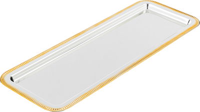 Al Saif Gallery Stainless Steel Serving Tray, 33 x 15 x 2 cm, Rectangular - Silver Gold product image 2