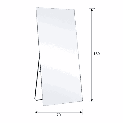 مراية ستاند زجاج، 180×70 سم، ستاند معدن - فضي product image 3
