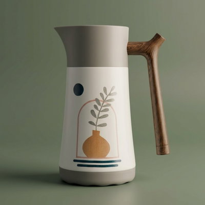 Al Saif Gallery thermos, 0.35 liters, steel inner container, steel outer shell - white grey product image 1