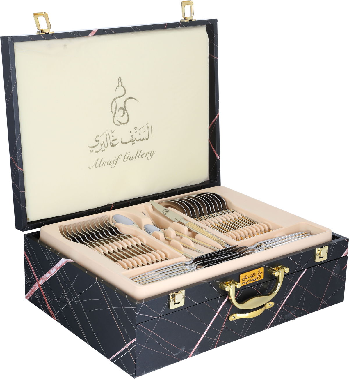 Al Saif Gallery steel cutlery set, 72 pieces - golden silver product image 21