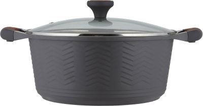 طقم قدور داي كاست الومنيوم روبوست، 9 قطع، غطاء زجاج، يد سيليكون - رمادي غامق product image 3