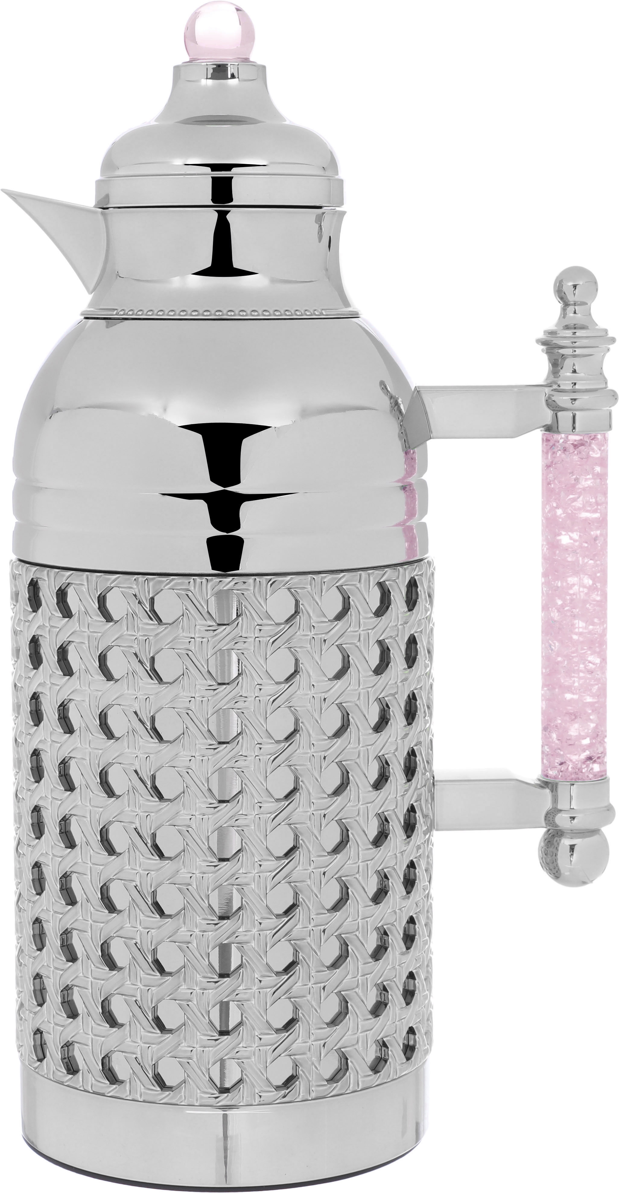 Al Saif Gallery Sarah thermos set, 1 liter, crystal handle, thermal glass inner case, steel outer case - silver product image 3