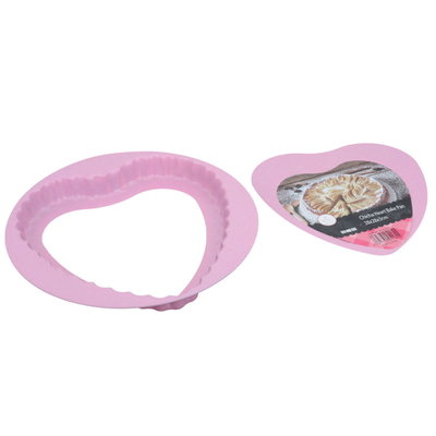 Rocky Granite Pizza Mold, 28x28x3 cm, Heart Shape, Moveable Base - Pink product image 3