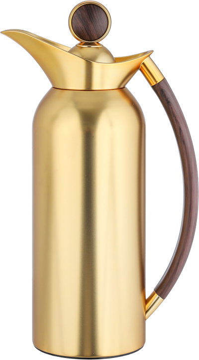 Al Saif Gallery Al Thuraya Thermos Set, 2 Pieces, 1/1 Liter, glass interior, black handle, gold push-button lid product image 3