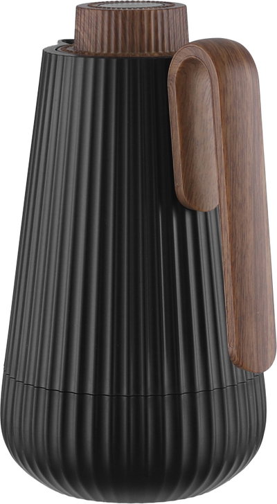 Glory Sumo Thermos, 1 liter, wooden handle, glass interior, pusher - black wood product image 3