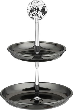 شيالة تقديم ستانلس استيل السيف غاليري، 14.4 / 11.5 سم، دائري، 2 دور، مسكة يد - أسود لامع product image