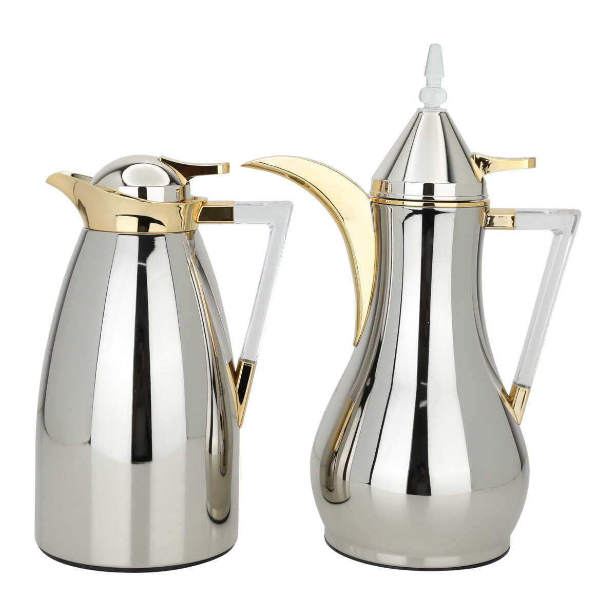 Al Saif Gallery thermos set, 1 liter, glass inner container, steel outer shell, two pieces - silver product image