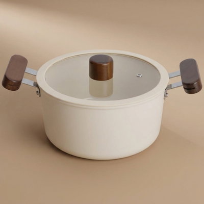قدر سيراميك تورنادو، 20 سم، ايدي جانبية - بيج فاتح product image 1