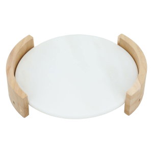 صحن تقديم رخامي السيف غاليري، 25x25x5.5 سم - ابيض بني product image