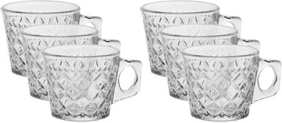 Crown Home Foundation Glass Coffee Cup Set, 80ml, 6 Pieces, Handle - Clear product image 1