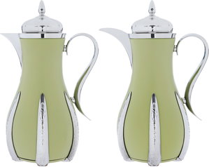 SanaAl Saif Gallery Thermos Set, 1/1 Liter, 2 Pieces, Inner Glass Container, Stainless Steel Outer Body - Light Green product image 2