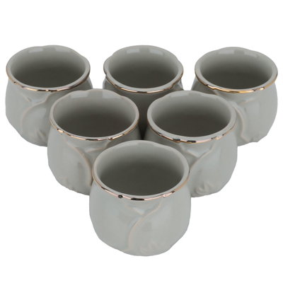 طقم فناجين قهوة عربي بورسلان السيف غاليري، 6 قطع - اخضر فاتح ذهبي product image 2