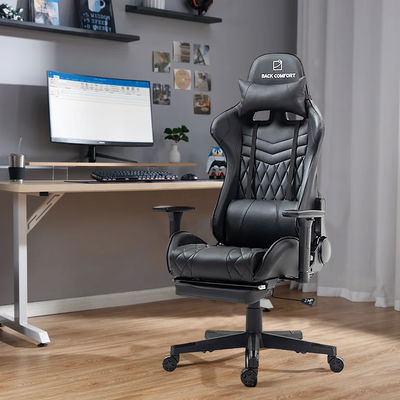 كرسي ألعاب فاخر جلد PU باك كومفورت، 66×122×132 سم - أسود product image 3