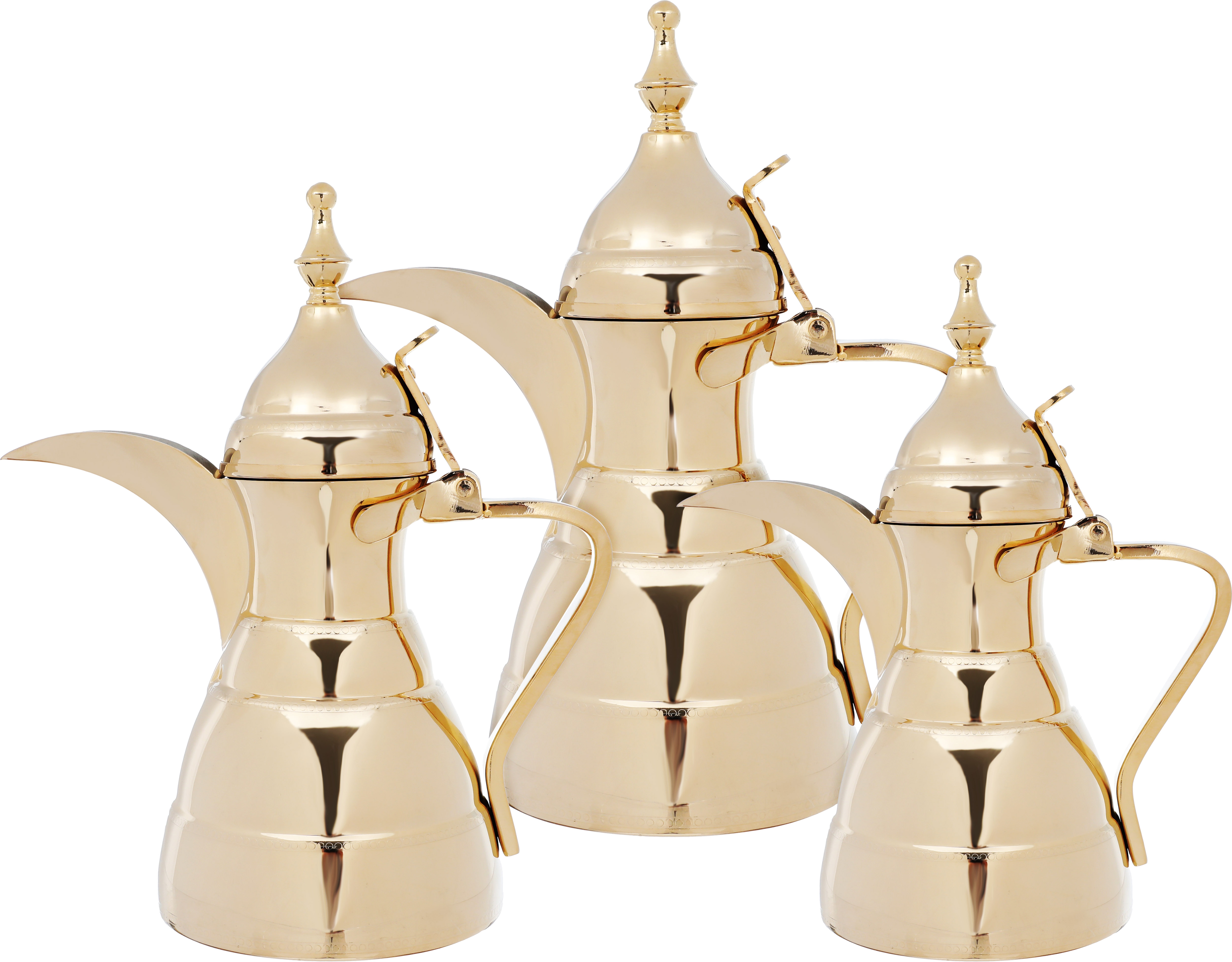 طقم دلال الدرعية استيل السيف بلص، 3 قطع، 0.7 / 0.9 / 1.4 لتر - ذهبي product image