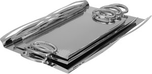 طقم طوفريات تقديم ستانلس ستيل، 3 قطع، منقوش، مقبض معدني - فضي product image