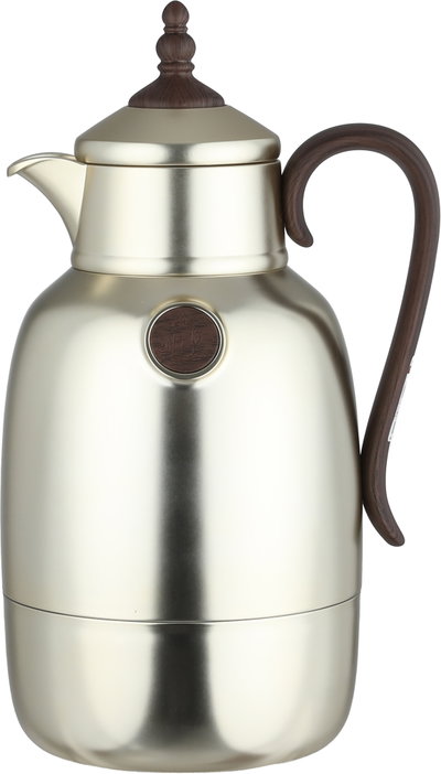 Lalooza Bran Thermos Set, 0.7/1 Liter, Glass Interior, Push-Button Lid - Matte Wood Finish Silver product image 3