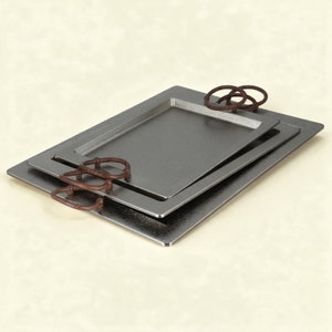 طقم صواني تقديم استيل الجهوري، 3 قطع - فضي product image