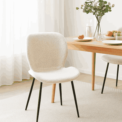 Modern Chair Made Of Mdf Wood, 80×45×47 Cm, Boucle Fabric - Beige product image 1