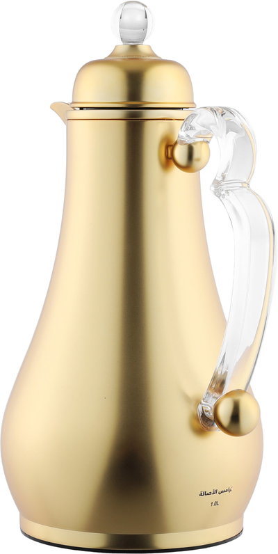 Al Saif Gallery Asalah Thermos Set, 2 pieces, 1/1 liter, glass interior, transparent handle, push-button - gold product image 8